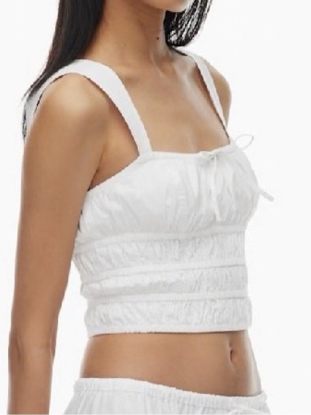 Sunday Best Martine White Smocked Cropped Tank